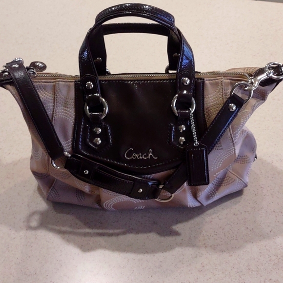 Coach Ashley Signature Satchel in Tan and Brown With Detachable Shoulder Strap - Picture 2 of 16